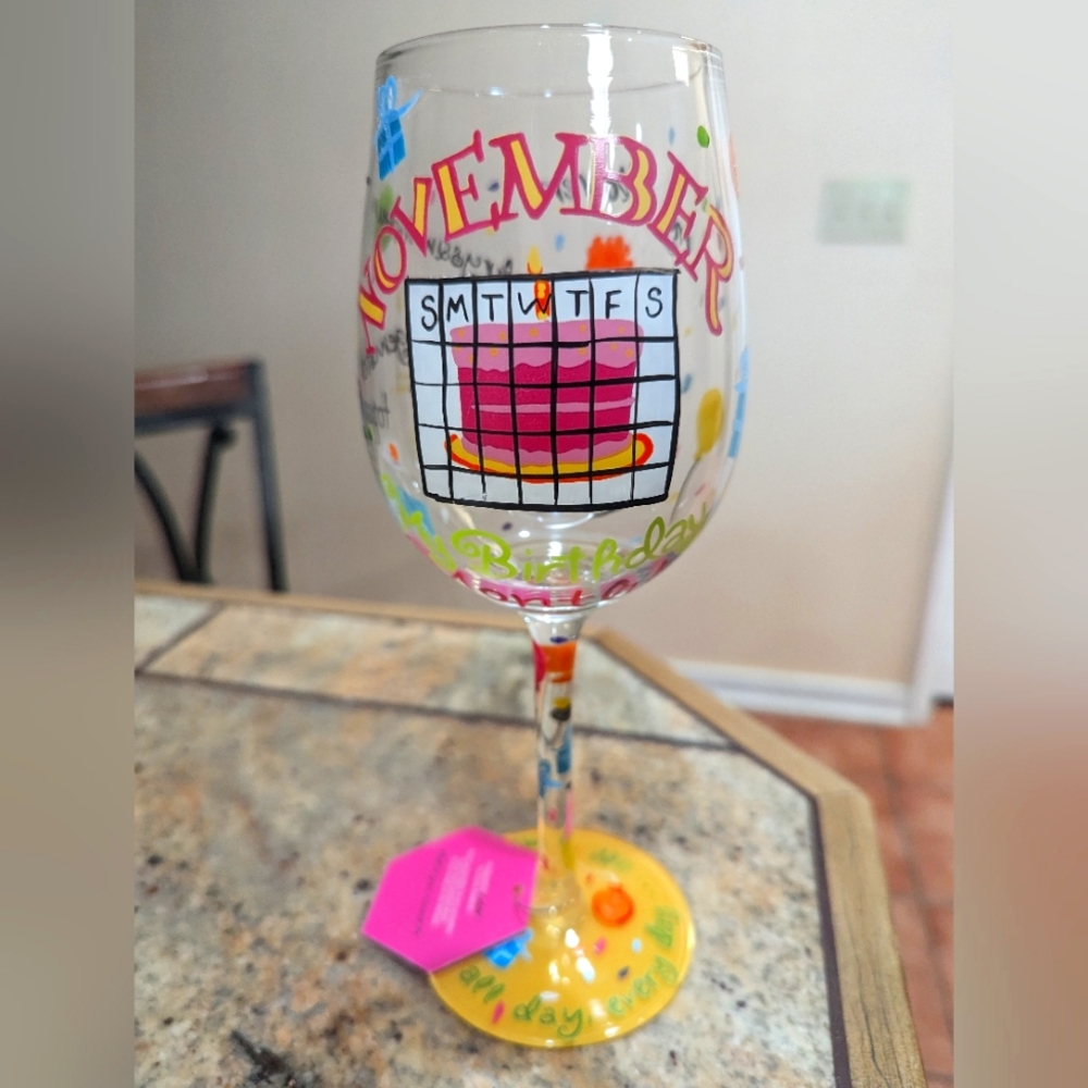 My Birthday Hand Painted Wine Glass 15oz